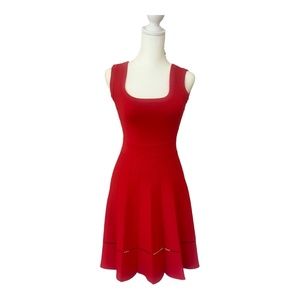 Herve Leger Size Small Red Pointelle Mini Dress